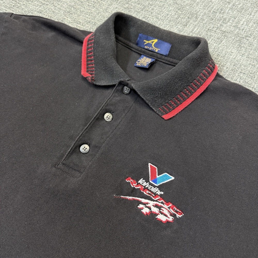 VTG Valvoline Racing Polo Shirt Men's XXL Black Red Short Sleeve NASCAR